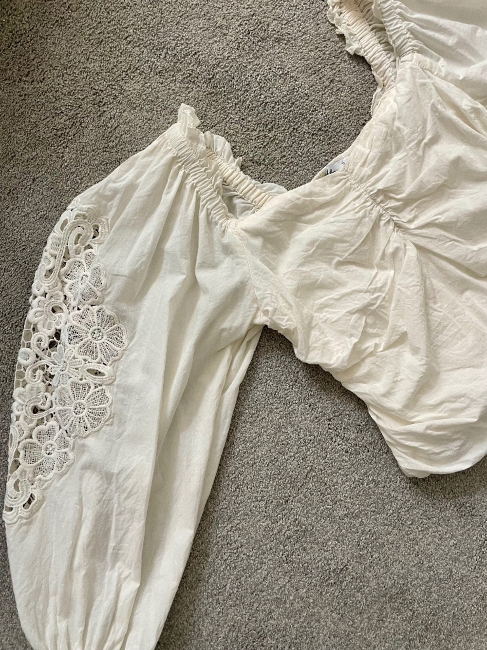 Sam Edelman Embroidered Bell Sleeve Corset Top with Sweetheart Neckline Ivory